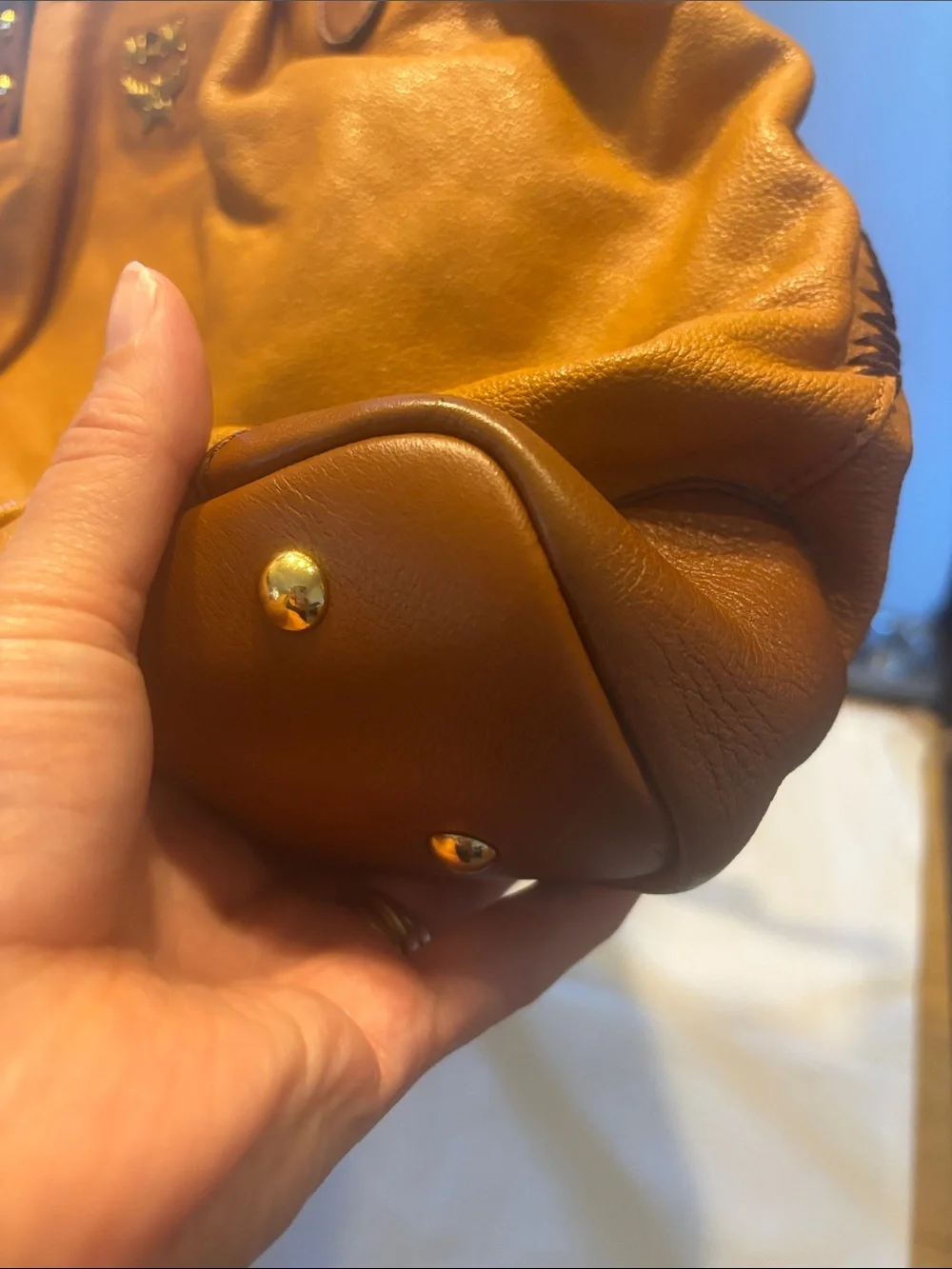 MCM Brown Leather Tote with Detachable Strap